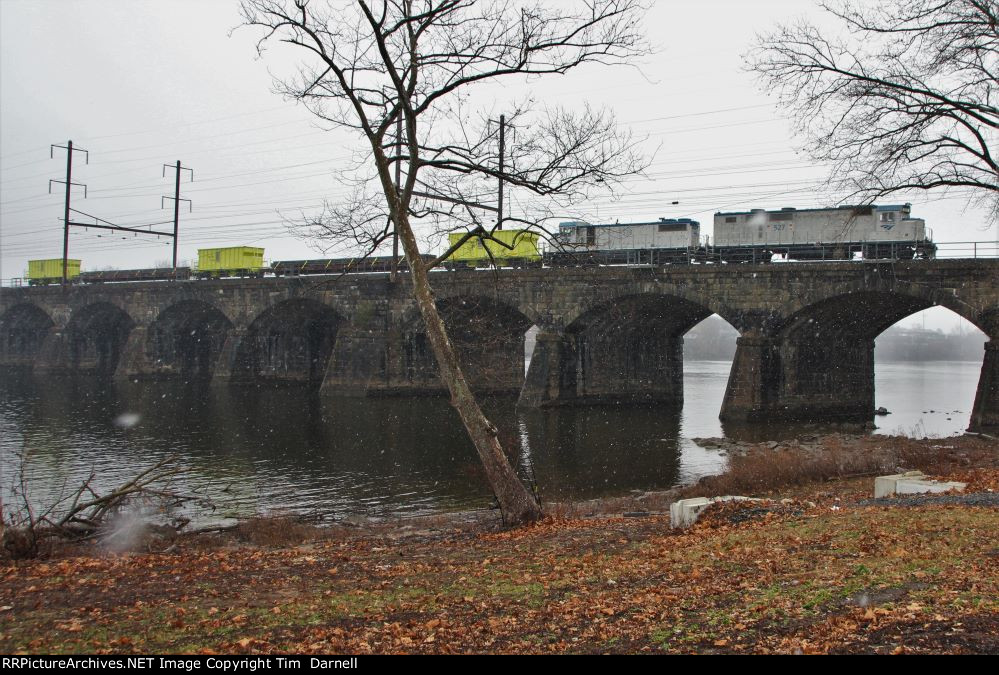AMTK 527, 573 on a work train